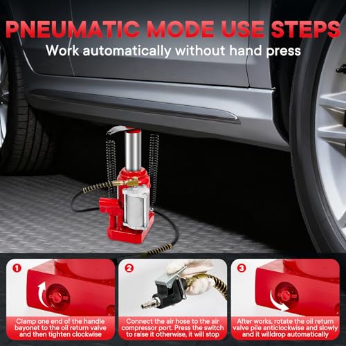 Air Hydraulic Bottle Jack, 32 Ton (66600) lbs Hydraulic Bottle Jack with 10.43''-19.88'' Lifting Range & Manual Hand Pump, for Pickup, Truck, RV, Auto Repair - color: 32 Ton
