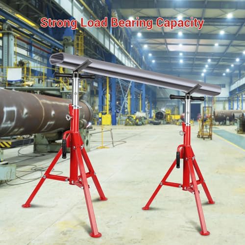 2-Pack Heavy Duty Pipe Jack Stand, 2500 LBS Capacity, 28-52 Inch Adjustable Height - Folding Pipe Stand for 1/8" to 12" Pipe, Carbon Steel Construction，Red - color: Red