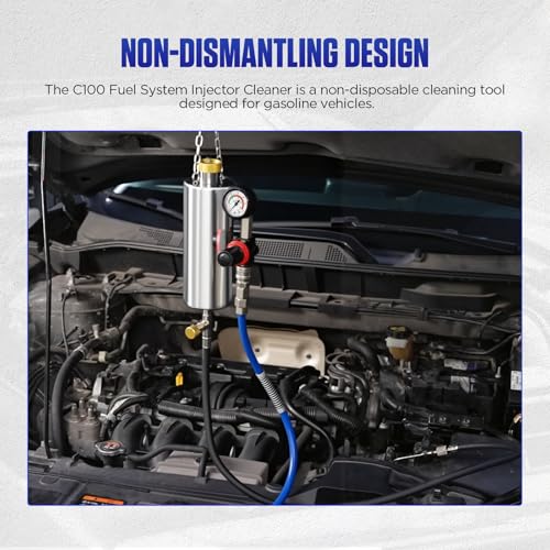 MR CARTOOL Fuel Injector Cleaner Kit 150PSI Automotive Fuel System Cleaning Kit for for Gasoline Injectors, C100 Non-dismantle Fuel Injector Cleaner Machine for Auto Catalytic Converter/Intake Valve