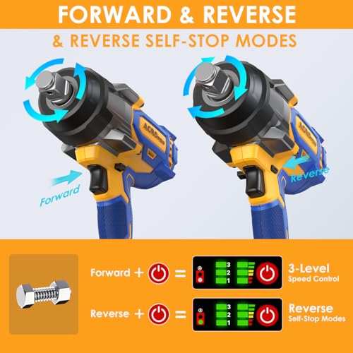 Cordless Impact Wrench 3/4" for DEWALT 20V Battery | High Torque 1850FT-LBS Brushless Impact Driver, Auto-Stop Reverse, Variable Speed, Heavy Duty Impact Gun (Bare Tool) - size: 1850 FT-LBS