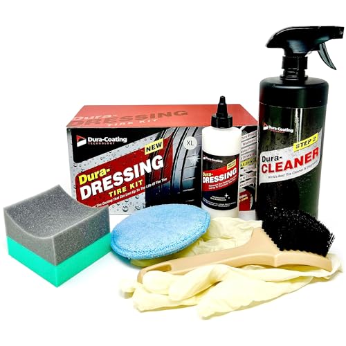 Dura-Dressing XL Total Tire Kit - Double Size Car Kit - Tire Dressing, Cleaning and Restoration Kit for Cars - High Gloss Coating to Renew and Protect Your Tires - Made in USA - size: XL Total Tire Kit