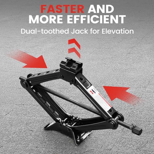 KROAK Scissor Jack Lift 2T, Car Jack Kit Tire Jack with Ratchet Wrenches & Telescopic Wrenches, Universal Emergency Kit 4409 lbs, Portable Tire Changing Kit for Vehicle/SUV/MPV