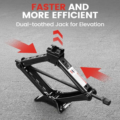KROAK Scissor Jack Lift 2T, Car Jack Kit Tire Jack with Ratchet Wrenches & Telescopic Wrenches, Universal Emergency Kit 4409 lbs, Portable Tire Changing Kit for Vehicle/SUV/MPV