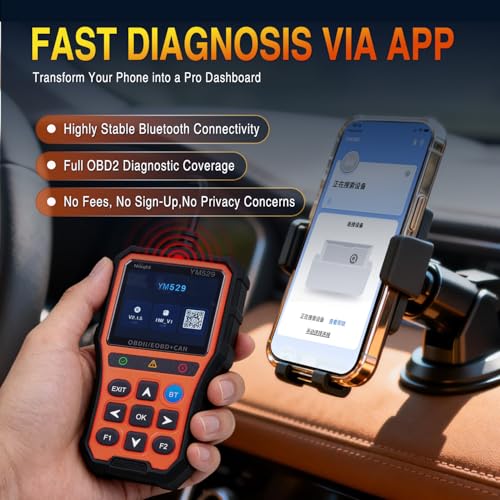 Nilight YM529 Smart Wireless OBD2 Scanner with Wireless Update - Professional Car Diagnostic Tool with 2.8" IPS Screen - Auto Code Reader for Check Engine Light & Wireless Update, 1996-2026 Vehicles - color: A