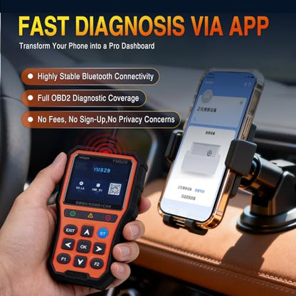 Nilight YM529 Smart Wireless OBD2 Scanner with Wireless Update - Professional Car Diagnostic Tool with 2.8" IPS Screen - Auto Code Reader for Check Engine Light & Wireless Update, 1996-2026 Vehicles - color: A