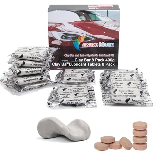8 Pack Car Clay Bars Auto Detailing 400g and Clay bar Lubricant Tablets 8 Pack (1pcs=16 oz) Clay bar kit for Car Detailing (50g/1 Pack) (Grey) - style: 8 Bar+Lubricant Tablets 8 Pack(Grey)