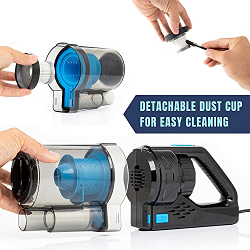 Neiko Portable Wet Dry Car Vacuum, High Power, Small Vacuum for Vehicle Detailing, 12V DC Power, Best for Automotive or Boat