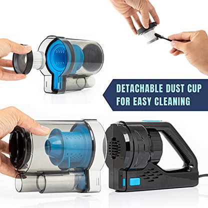 Neiko Portable Wet Dry Car Vacuum, High Power, Small Vacuum for Vehicle Detailing, 12V DC Power, Best for Automotive or Boat