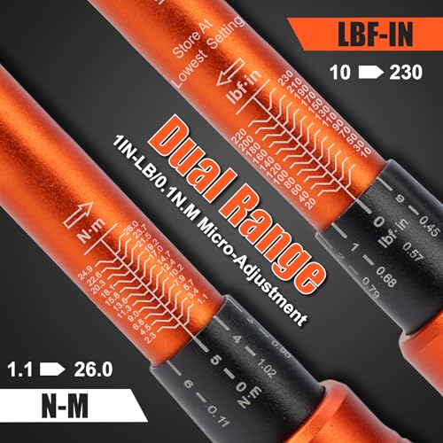 50PCS Inch Pound Torque Wrench Set, 1/4" Drive Bike Torque Wrench, 10-230 in.lb (1.1-26.0 nm), 72-Tooth Dual Direction Click Torque Wrench with Bit Sockets, for Bicycle, MTB, E-Bike Maintenance - size: 1/4-inch (50pcs, 10-230 in.lb/1.1-26.0 nm)