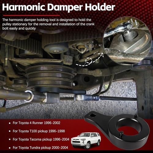 Harmonic Damper Pulley Holding Tool Crankshaft Holder For Toyota 3.4L V6 Engines Tacoma 4Runner T100 Tundra Pickup, Harmonic Tool Crank Pulley Holding Tool