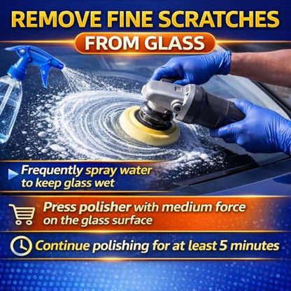 6.6 fl oz (200 ml) Cerium Oxide Glass Polishing Liquid – Deep Cleaning Glass & Removes Wiper Marks, Swirls, Water Spots & Windshield Cleaner & Remover for Minor Glass Scratches （Shake Well Before use）