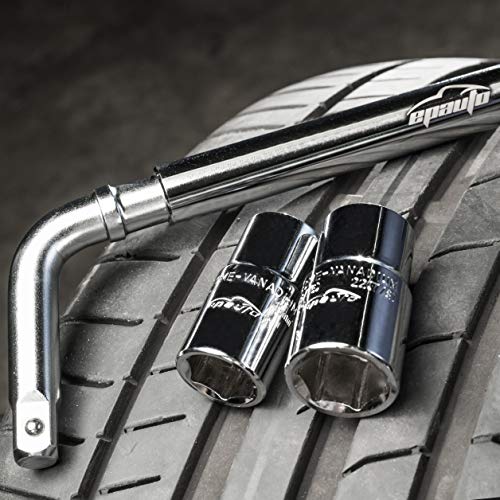 EPAuto Telescoping Lug Wrench, Wheel Wrench, CR-V Sockets (17/19, 21/22mm) | Wheel with CR-V Sockets (17/19, 21/22mm)