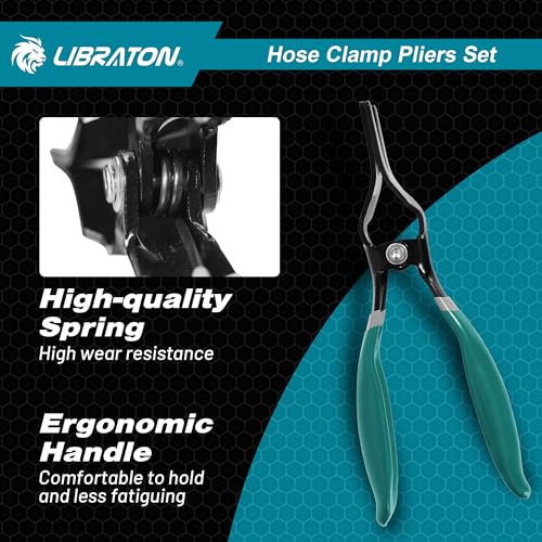 LIBRATON 2PCS Hose Clamp Pliers Set, Hose Clamp Tool, Hose Removal Pliers | for Fuel Oil Water Pipe, Swivel Hose Clamp Tool for Removal and Installation with Storage Pouch - size: hose clamp pliers+hose remover pliers