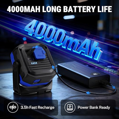 WORKPRO Rechargeable Work Light, 1200LM Magnetic Light with 4000mAh Battery, Portable LED with 4 Modes, IPX4 Water-Resistant, Led Work Light for Car, Camping, Emergency, Christmas Gifts