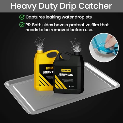 2 Pcs Under Car Oil Pans for Changing Oil, Motorcycle Automotive Oil Change Pan Silver Rust Resistant Drip Tray, Oil Catch Pan Replacement Tray for Garage Machinery Supplies (27.56 x 19.69 Inch) - size: 27.56 x 19.69 Inch