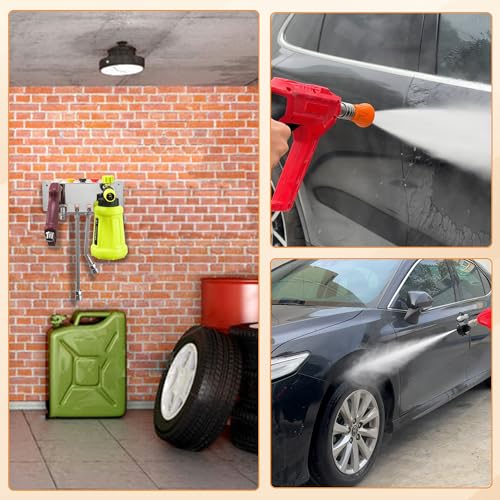 FIXFANS Pressure Washer Foam Cannon Holder, Wall Mounted | Power Washer Gun Storage, 1/4" Quick Connect, Nozzle Tips & Wand Extension Kit Organizer, Car Wash Accessories Rack - size: 1.89 ×10.63 × 3.86 INCH