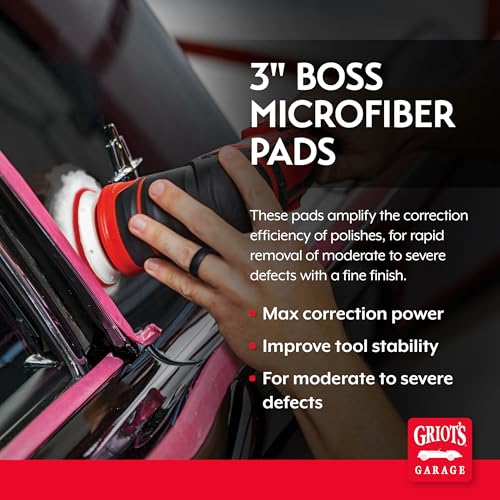 Griot's Garage BOSS 3” Microfiber Pads for Car Polishing and Detailing, Buffing Pads for Moderate and Severe Scratch Removal, Set of 3 - size: 3 Inch Pads (Set of 3)