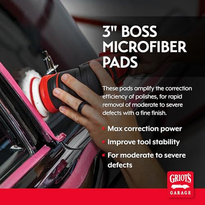 Griot's Garage BOSS 3” Microfiber Pads for Car Polishing and Detailing, Buffing Pads for Moderate and Severe Scratch Removal, Set of 3 - size: 3 Inch Pads (Set of 3)