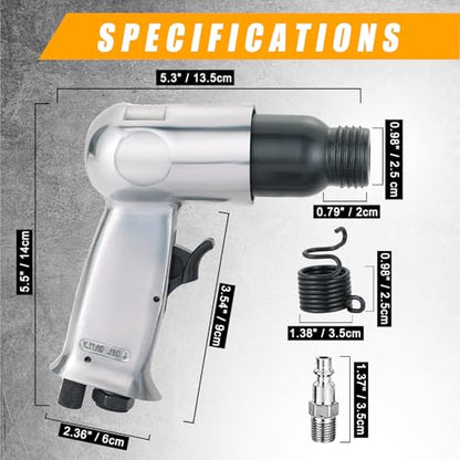 150mm Air Hammer Kit with 4 Chisels & Quick Change Retainer, 4500 BPM Short Barrel Pneumatic Hammer, Air Shovel Tool for Automotive, Metal, and Masonry Work