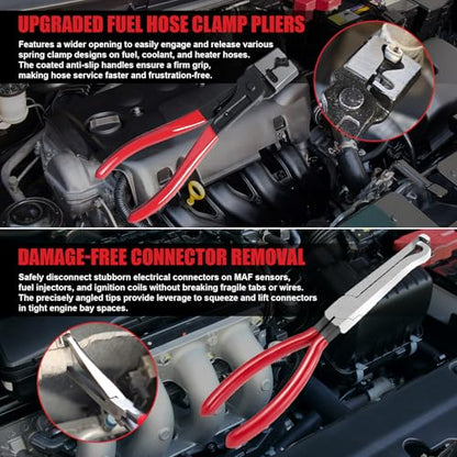 Electrical Disconnect Pliers Set, 5-Piece Professional #45 Steel Kit for Sensor, Injector & Fuel Hose Repair