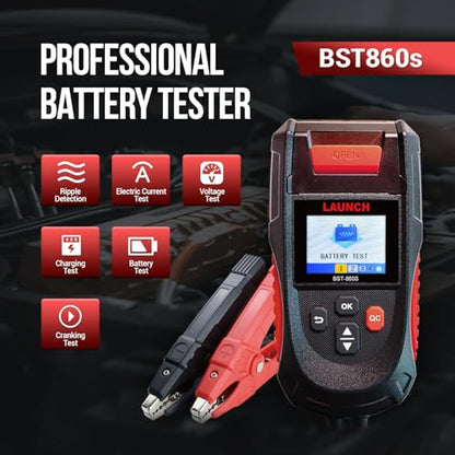 Car Battery Tester 12V 24V Load Tester, Launch BST-860S Digital Automotive Battery Alternator Tester with Printer, Charging Cranking System Analyzer for Cars Trucks Motorcycles SUVs ATVs RVs Boats