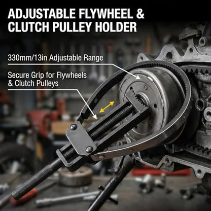 Fly Wheel Holder, Motorcycle Clutch Flywheel Holder Wrench, 330mm/13in Adjustable Flywheel Fixed Wrench Motorcycle ATV Repair Tool Clutch Flywheel Holding Tool