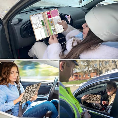 Car Registration and Insurance Holder, with Magnetic Closure for License, Cards and Documents, All Vehicle Needs and Car Accessories (Leopard-Yellow) - color: Leopard-Yellow