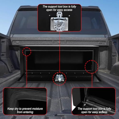Heavy Duty Steel Plated Underbody Truck Tool Box with T-Handle Lock, Waterproof Tongue Box for Storage with Smooth Surface for Truck, Pickup, RV, Trailer - Black, 36" x 12" x 14" Inch - size: 36" x 12" x 14"