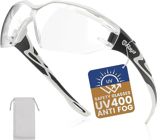 Flaya Z87 Safety Glasses for Men Anti-Fog Pickleball Glasses for Women UV400 Eye Protection for Shooting, Lab & Work (Large) - color: Black