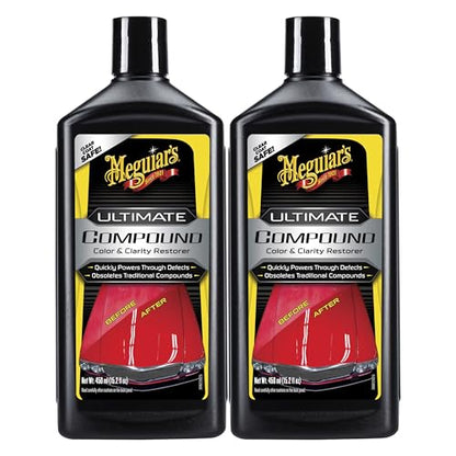 Meguiar's Ultimate Compound Car Scratch Remover, 2 Pack (2 x 15.2 oz = 30.4 oz Total) Clear Coat Safe Compound to Remove Scratches Swirls Oxidation and Water Spots and Restore Gloss - size: 2 Pack