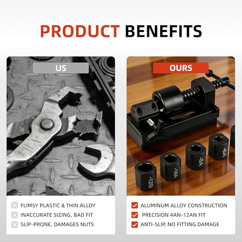 Fuel Line Fittings Installation Tool Kit 4AN 6AN 8AN 10AN 12AN, AN Hose Connector Connect & Disconnect Tool Set for Auto Fuel Hose Pipe Assembly & Removal