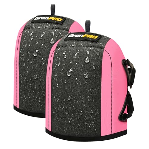 GRENPRO Gardening Knee Pads Waterproof, 600D Polyester EVA Foam Kneeling Cushion, Comfortable Work Knee Protector for Unisex Adults, Flooring Construction House Cleaning - color: Pink