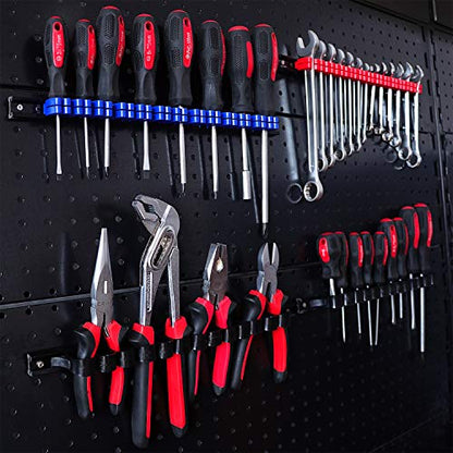 CASOMAN 4 pcs Screwdriver Organizer and Wrench Organizer, Hand Tool Holder, Plastic Rail Wrench Hanger with Clips - size: 4pcs