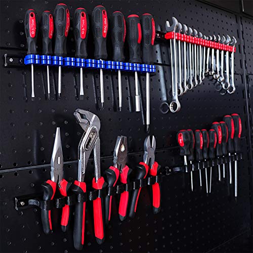 CASOMAN 6 Piece Screwdriver Organizer and Wrench Organizer, Hand Tool Holder, Plastic Rail Wrench Hanger with Clips - size: 6pcs