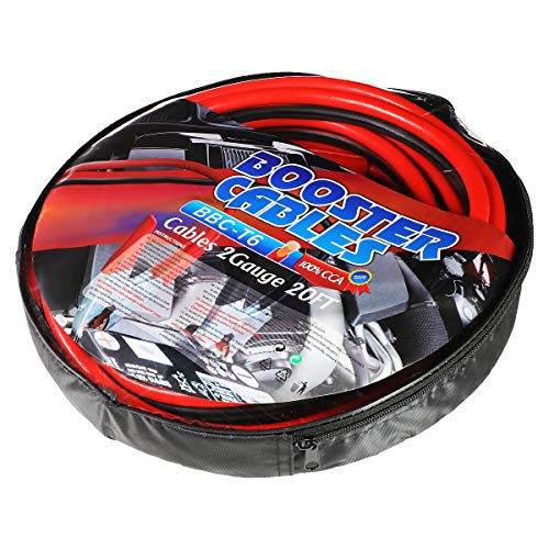 Auto Dynasty Heavy Duty 20Ft 2Gauge Booster Cable Power Jumper 600AMP Emergency Battery Start Car/Motorcycle - size: 20Ft / 2-Gauge