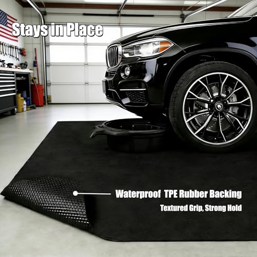 Heavy Duty Oil Spill Mat, Garage Floor Mat for Under Car, Premium Oil Absorbent Pads, Reusable, Slip-Resistant, Waterproof Rubber Backing Contains Liquids, Protects Garage Floor (XL-36''x60'')