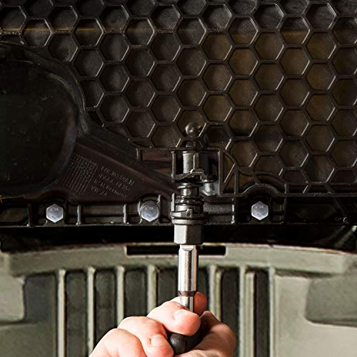 Steelman 6-Piece Oil Drain Plug Wrench Kit for Installing and Removing Plastic Oil Drain Plugs and Bolts, Includes 3/8-inch Drive T-Handle and Five CR-V Steel Adapters