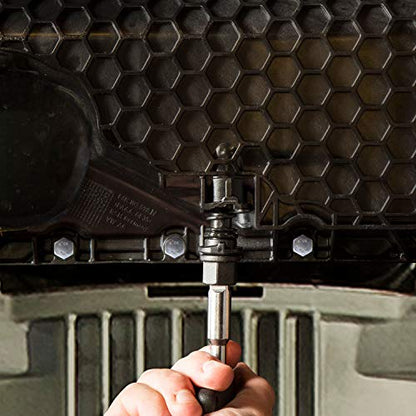 Steelman 6-Piece Oil Drain Plug Wrench Kit for Installing and Removing Plastic Oil Drain Plugs and Bolts, Includes 3/8-inch Drive T-Handle and Five CR-V Steel Adapters