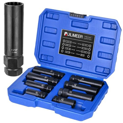 Spline Lug Nut Socket Set - 8 Pieces | Locking Lug Nut Removal Tool Kit, SAE & Metric Wheel Lock Removal Kit for Removal of Aftermarket Spline Drive Wheel Lug Nuts - size: 8 Pieces