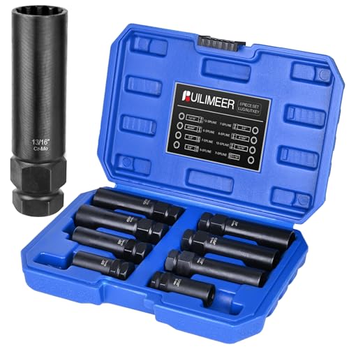 Spline Lug Nut Socket Set - 8 Pieces | Locking Lug Nut Removal Tool Kit, SAE & Metric Wheel Lock Removal Kit for Removal of Aftermarket Spline Drive Wheel Lug Nuts - size: 8 Pieces