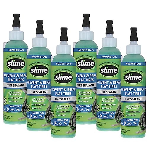 Slime 10007-6PK Flat Tire Puncture Repair Sealant, Prevent and Repair, Small Tubeless Tires, Non-toxic, eco-friendly, 6 x 8 oz bottle - size: 8oz - 6 pack