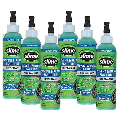 Slime 10007-6PK Flat Tire Puncture Repair Sealant, Prevent and Repair, Small Tubeless Tires, Non-toxic, eco-friendly, 6 x 8 oz bottle - size: 8oz - 6 pack