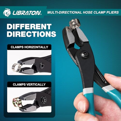 Libraton Multi-Directional Hose Clamp Pliers, Hose Clamp Removal Tool Automotive Repair Plier for Fuel Lines Brake Line, Radiator Coolant Hose Clamp Pliers, Flexible Spring Hose Clamp Tool