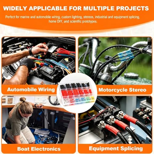 300PCS Waterproof Solder Seal Wire Connectors & 3:1 Heat Shrink Tubing with 1800W Heat Gun Kit 122℉~1202℉ Variable Temp 1.5S Fast Heating Overheat Protection for Auto Marine & Wiring Repair 10-26 AWG - size: 300pcs