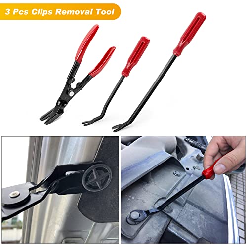 GOOACC 102Pcs Trim Removal Tool Set | Auto Push Pin Nylon Bumper Clip Set Terminal Remover Tool Round Crowbar Panel Remover Kit Car/Radio Panel - color: 42Pcs Remover + 60Pcs Clips, size: 42Pcs Remover + 60Pcs Clips