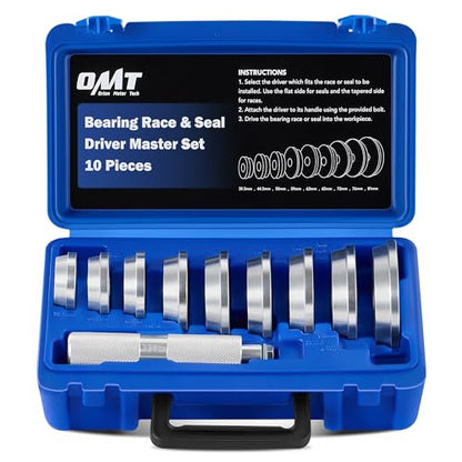 Orion Motor Tech Bearing Press Kit, 10pc Bearing Race and Seal Driver Set with Seal Driver and 9 Bearing Adapters, Seal Installer Bearing Driver Kit for Bearing Installation - size: 39.5 to 81 mm