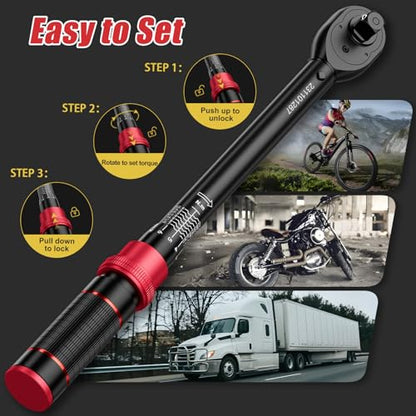 VANPO Torque Wrench Set, 1/4" 3/8" 1/2" Drive, for Bike, Motorcycle, Car | 20-240 In.lb, 5-45 Ft.lb, 10-170 Ft.lb with 3 Adapters,±3% Accuracy, Click Torque Wrenches, 72-Tooth,Dual Scale,Storage Case - size: Set(10-80in.lb,20-240in.lb.5-45ft.lb,10-170ft-l