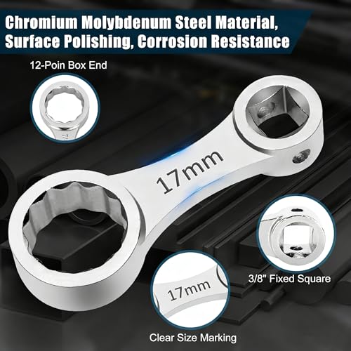 Torque Adapter Set Metric 12PCS, Includes 10, 11, 12, 13, 14, 15, 16, 17, 18, 19mm, 12 Point Box End Torque Wrench Extension Adapter 3/8" Drive, with 1/2" + 1/4" Drive Converters - size: Metric 10-19mm