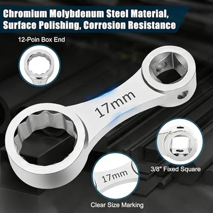 Torque Adapter Set Metric 12PCS, Includes 10, 11, 12, 13, 14, 15, 16, 17, 18, 19mm, 12 Point Box End Torque Wrench Extension Adapter 3/8" Drive, with 1/2" + 1/4" Drive Converters - size: Metric 10-19mm