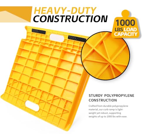 MaxxHaul Portable Curb Ramp 1000 lbs Capacity Heavy Duty Polypropylene Loading Ramp for Furniture Dolly Hand Truck and Moving Cart Non‑Slip Threshold Ramp for Driveway and Steps (50962)